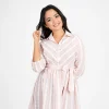 Striped Belted Shirt Midi Dress - Image 8