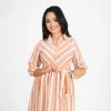 Striped Belted Shirt Midi Dress - Image 4