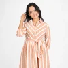 Striped Belted Shirt Midi Dress - Image 2