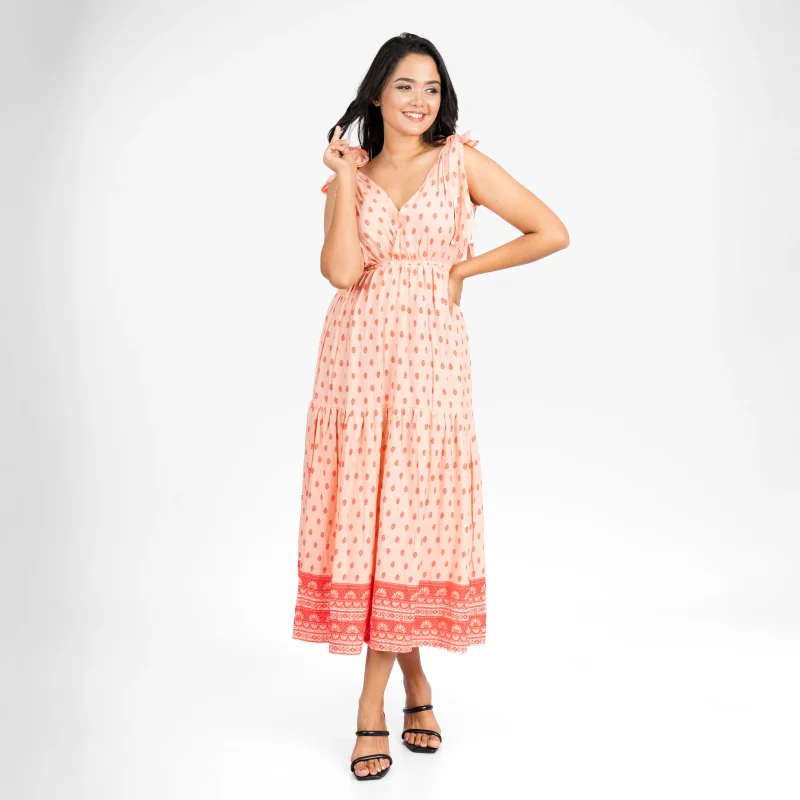 Bohemian Tie-Strap Tiered Maxi Dress