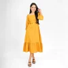 Graceful Puff-Sleeve Midi Dress - Image 6