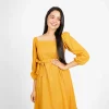 Graceful Puff-Sleeve Midi Dress - Image 5