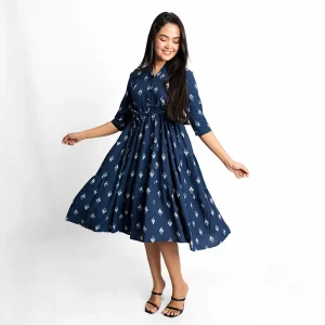 Paisley Button-Front Midi Dress