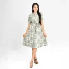 Vintage Bloom Puff Sleeve Midi Dress - Image 3