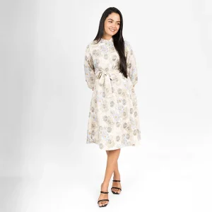 Graceful Blossom Belted Shirt Dress