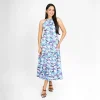 Tropical Tiered Halter Midi Dress - Image 6