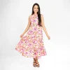 Tropical Tiered Halter Midi Dress - Image 3