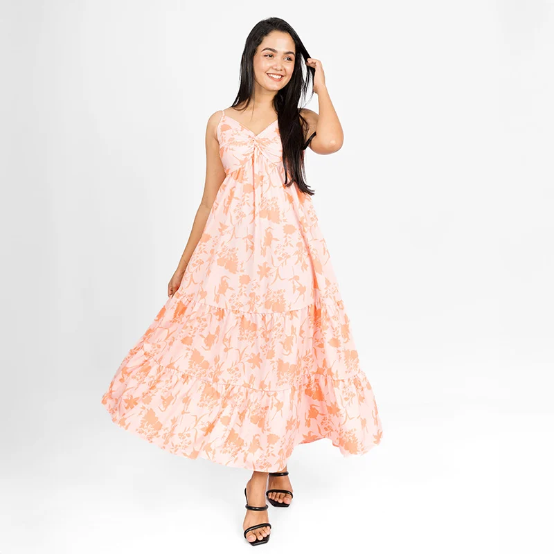 Whimsical Floral Tiered Maxi Dress