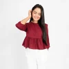 Chic Flounce Hem Linen Blouse - Image 3