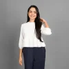 Chic Flounce Hem Linen Blouse