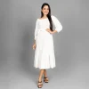 Graceful Puff-Sleeve Midi Dress - Image 9