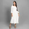 Graceful Puff-Sleeve Midi Dress - Image 7