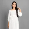 Graceful Puff-Sleeve Midi Dress - Image 8