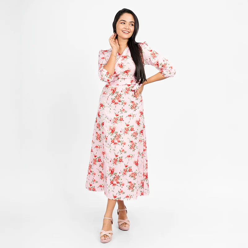 Petal Charm Wrap Dress