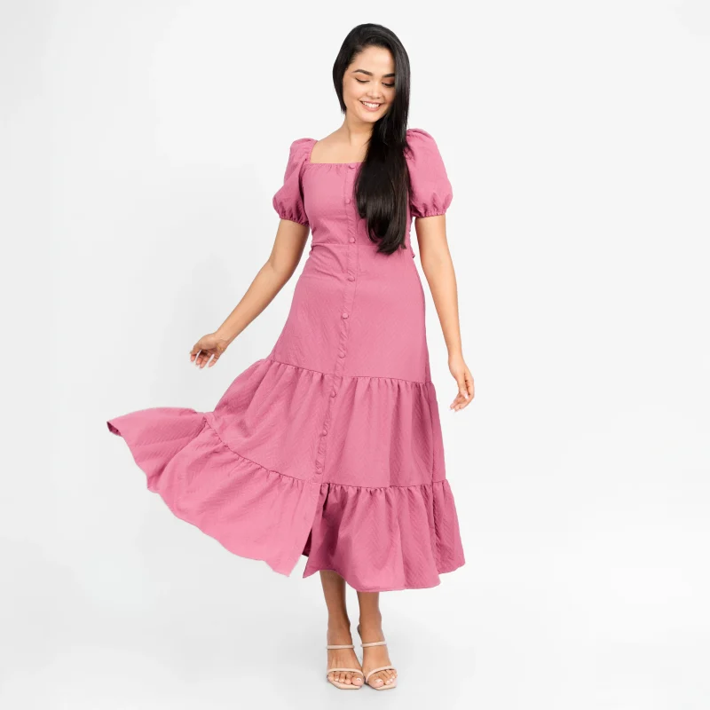 Blossom Tiered Button Dress - Image 3