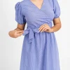 Stripped Wrap Midi Dress - Image 3