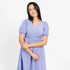 Stripped Wrap Midi Dress - Image 2