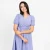 Stripped Wrap Midi Dress - blue