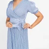 Stripped Wrap Midi Dress - Image 6