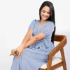 Stripped Wrap Midi Dress - Image 7