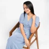 Stripped Wrap Midi Dress - Image 5