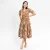 Autumn Bloom Midi Dress - brown