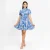 Petal Scroll Mini Dress - blue