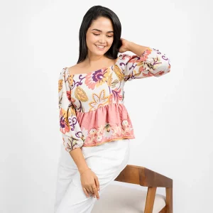 Verdant Bloom Peplum Blouse