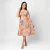 Floral Whimsy Midi Dress - orange