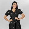 Noir Petal Wrap Dress - Image 5