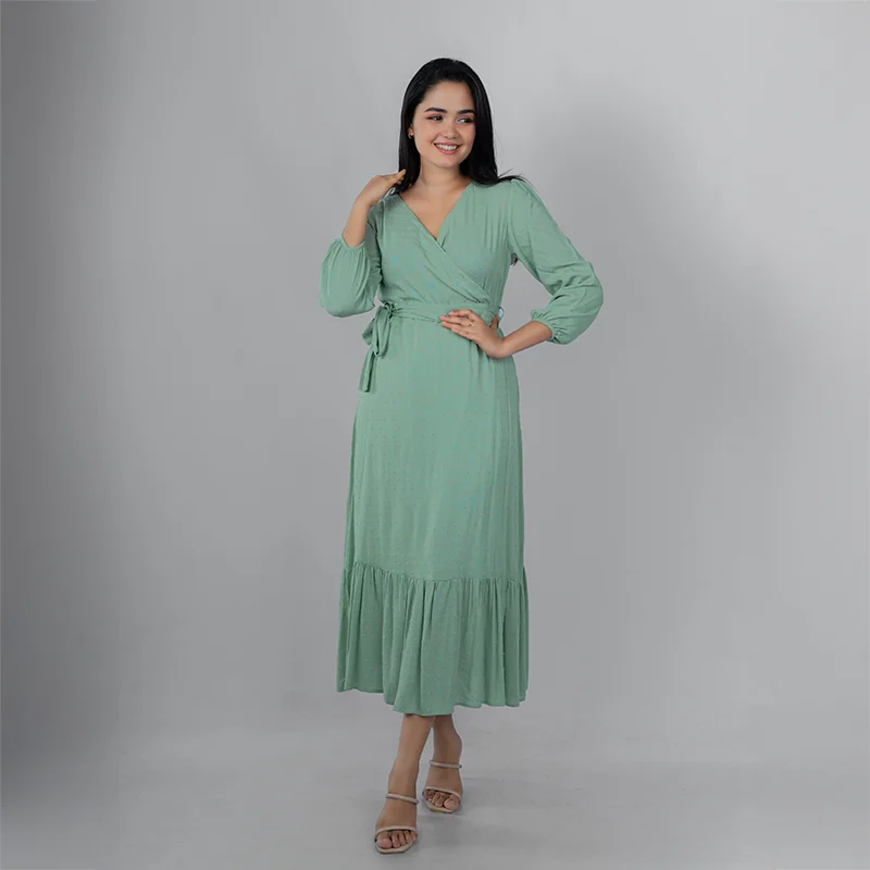 Azure Wrap Midi Dress