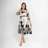 Monochrome Meadow Wrap Dress