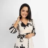 Monochrome Meadow Wrap Dress - Image 2