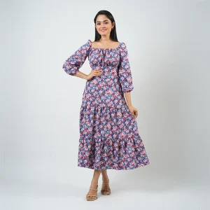 Petal Whirl Midi Dress