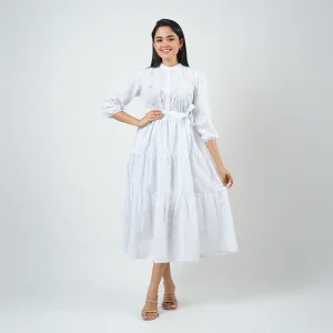 Elara Eyelet Midi Dress