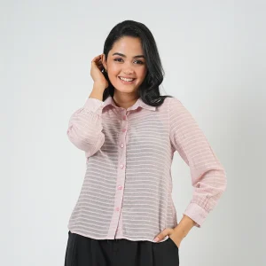 Whisper Stripe Button Blouse