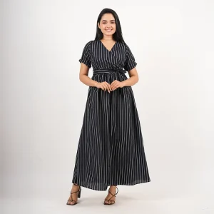 Linear Wrap Maxi Dress