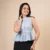 Fern Blossom Peplum Blouse - blue