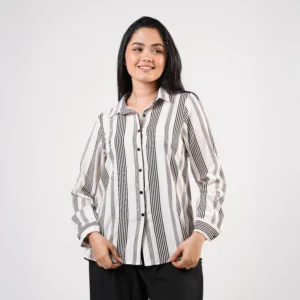 Striped Serenity Button-Up Shirt